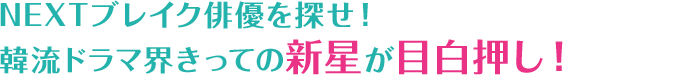 NEXTブレイク俳優を探せ！韓流ドラマ界きっての新星が目白押し！