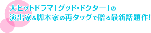 大ヒットドラマ「グッド・ドクター」の 演出家＆脚本家の再タッグで贈る最新話題作！