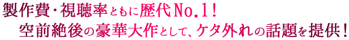 製作費・視聴率ともに歴代No.1！　空前絶後の豪華大作として、ケタ外れの話題を提供！