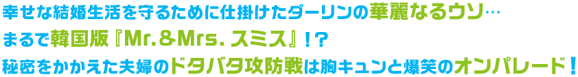 幸せな結婚生活を守るために仕掛けたダーリンの華麗なるウソ…まるで韓国版『Mr.&Mrs. スミス』！？秘密をかかえた夫婦のドタバタ攻防戦は胸キュンと爆笑のオンパレード！