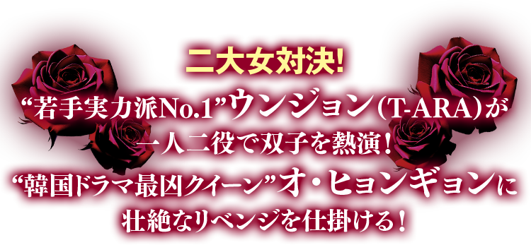 二大女対決！ “若手実力派No.1”ウンジョン（T-ARA）が一人二役で双子を熱演！“韓国ドラマ最凶クイーン”オ・ヒョンギョンに壮絶なリベンジを仕掛ける！
