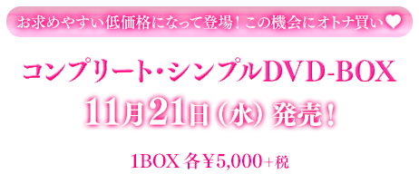 お求めやすい低価格になって登場！この機会にオトナ買い♥ コンプリート・シンプルDVD-BOX 11月21日(水)発売！