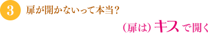 「扉が開かないって本当？」「(扉は)キスで開く」