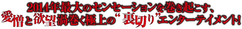 2014年最大のセンセーションを巻き起こす、愛憎と欲望渦巻く極上の“裏切り” エンターテイメント！