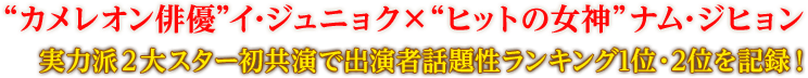 “カメレオン俳優”イ・ジュニョク×“ヒットの女神”ナム・ジヒョン 実力派２大スター初共演で出演者話題性ランキング1位・2位を記録！