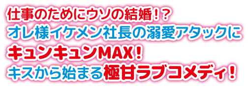 仕事のためにウソの結婚！？ オレ様イケメン社長の溺愛アタックにキュンキュンMAX！キスから始まる極甘ラブコメディ！