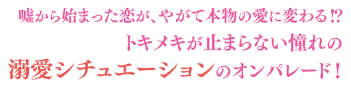 嘘から始まった恋が、やがて本物の愛に変わる！？トキメキが止まらない憧れの溺愛シチュエーションのオンパレード！