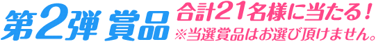 第2弾賞品　合計21名様に当たる！　※当選賞品はお選び頂けません。